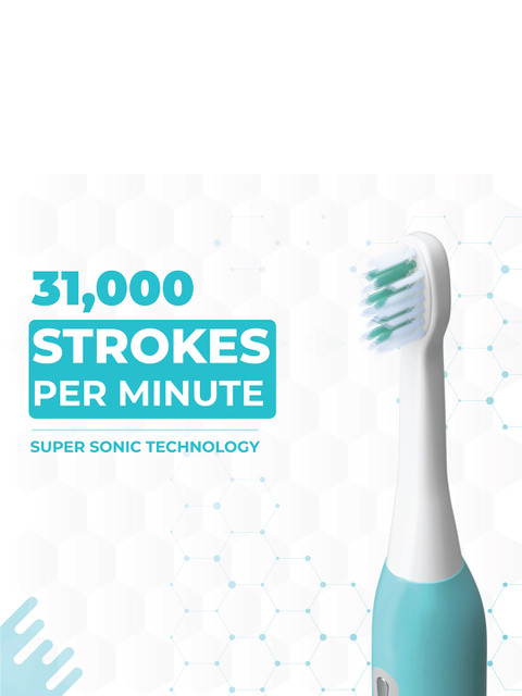 HAMMER Ultraflow Electric Toothbrush with 3 Replaceable Brush Heads & 6 Modes - Blue - Image 3