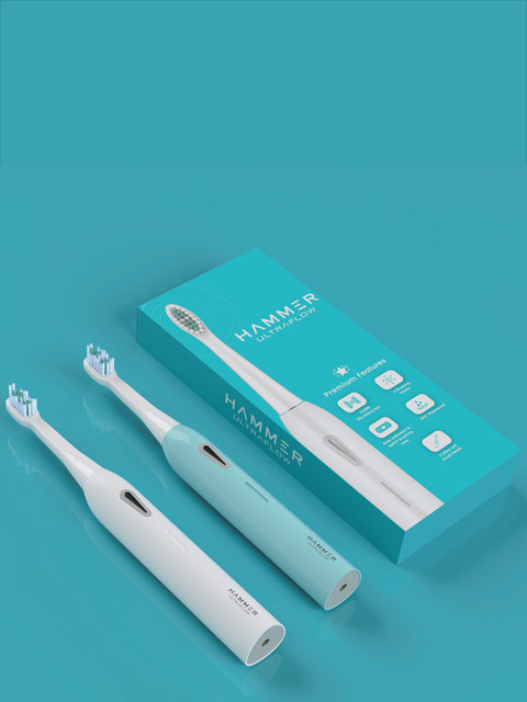 HAMMER Ultraflow Electric Toothbrush with 3 Replaceable Brush Heads & 6 Modes - Blue - Image 5