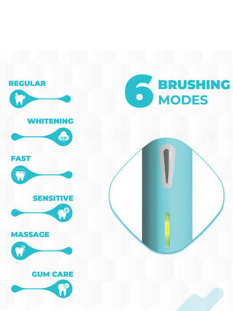 HAMMER Ultraflow Electric Toothbrush with 3 Replaceable Brush Heads & 6 Modes - Blue - Image 4