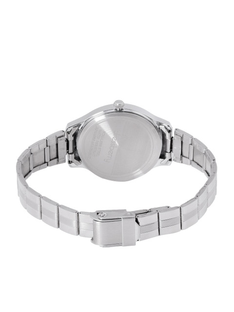 DressBerry Women Pink Brass Embellished Dial & Steel Toned Stainless Steel Textured Straps Analogue Watch - Image 3