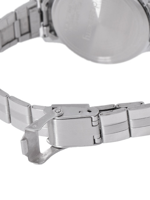 DressBerry Women Pink Brass Embellished Dial & Steel Toned Stainless Steel Textured Straps Analogue Watch - Image 6