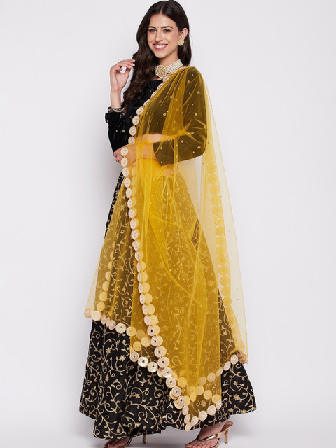 Clora Creation Polka Dots Mirror Work Embroidered Dupatta - Image 3