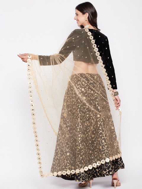 Clora Creation Polka Dots Mirror Work Embroidered Dupatta - Image 4