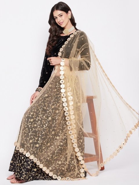 Clora Creation Polka Dots Mirror Work Embroidered Dupatta - Image 5