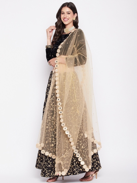 Clora Creation Polka Dots Mirror Work Embroidered Dupatta - Image 3