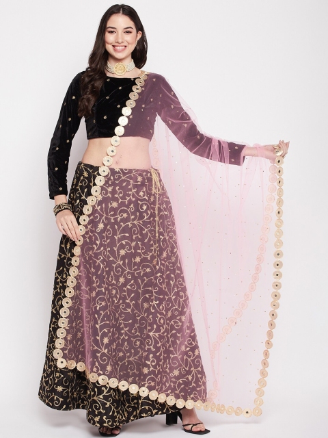 Clora Creation Polka Dots Mirror Work Embroidered Dupatta