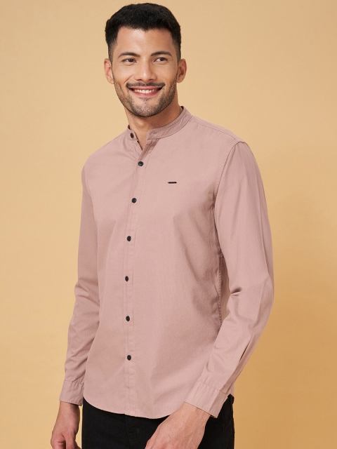 People Dusty Pink Slim Fit Mandarin Collar Cotton Casual Shirt - Image 3