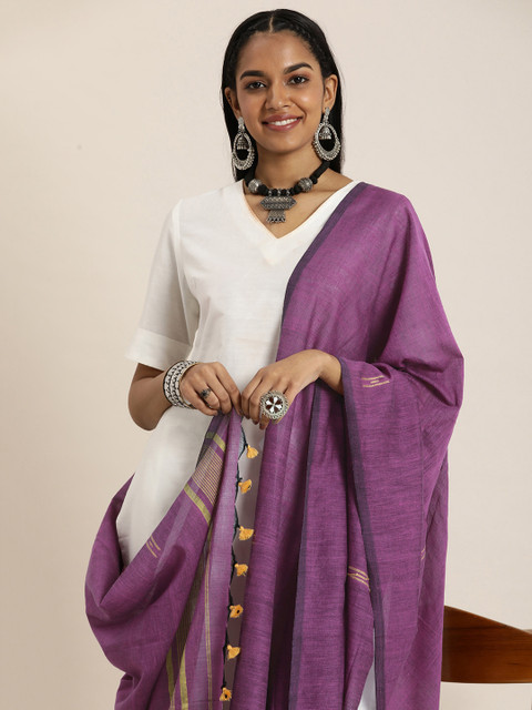 Taavi Pure Cotton Buti Handloom Dupatta - Image 2