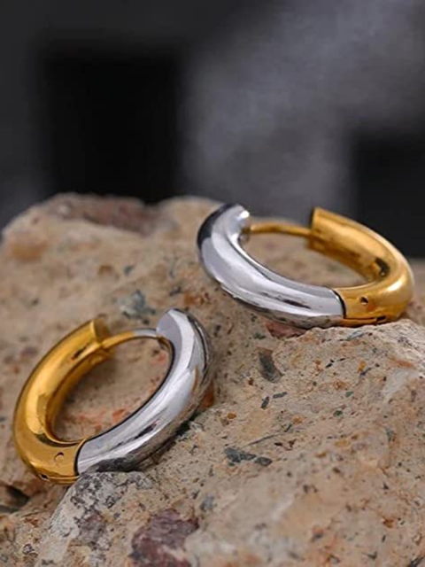 VIEN Gold-Silver-Plated Circular Hoop Earrings