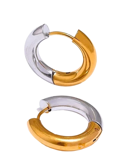 VIEN Gold-Silver-Plated Circular Hoop Earrings - Image 4