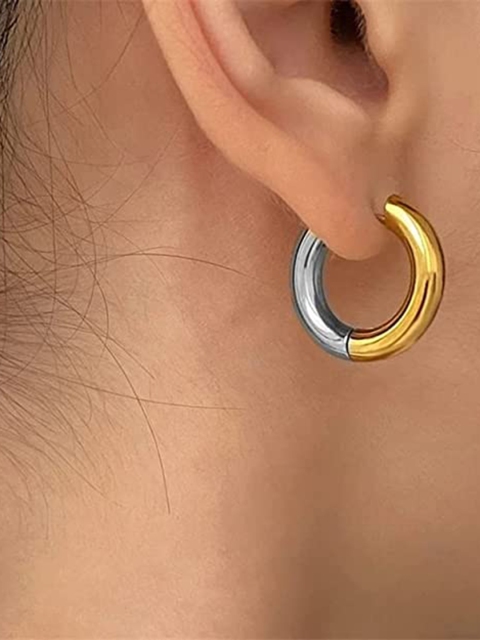 VIEN Gold-Silver-Plated Circular Hoop Earrings - Image 5