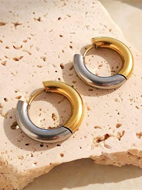 VIEN Gold-Silver-Plated Circular Hoop Earrings - Image 2