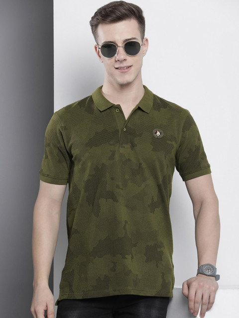 The Indian Garage Co Men Camouflage Printed Polo Collar T-shirt