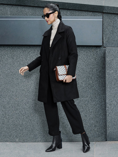 4WRD by Dressberry Solid Notched Lapel Collar Over Coat