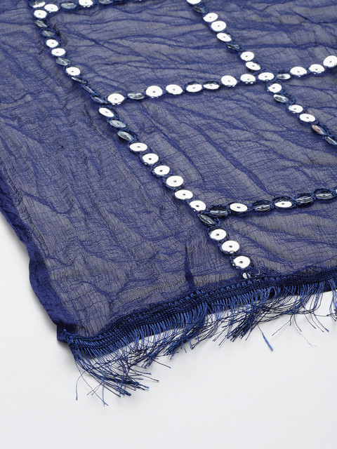 Sztori Embroidered Silk Chiffon Dupatta With Mirror Work - Image 5