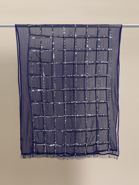 Sztori Embroidered Silk Chiffon Dupatta With Mirror Work - Image 4