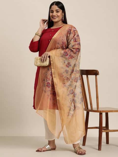 Sztori Floral Printed Organza Dupatta - Image 3