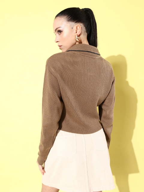 Roadster Dusky Brown Seasonal Trends Ribbed Pullover - Image 4