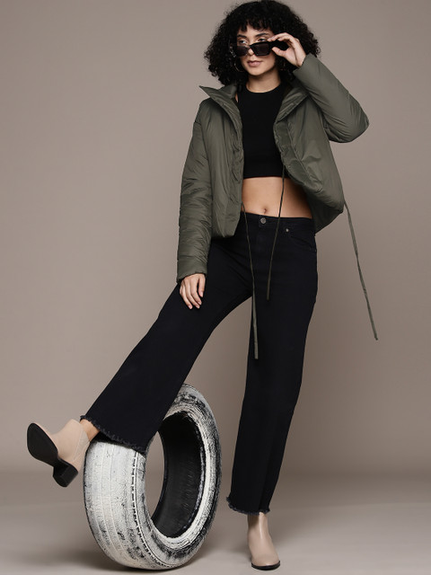 The Roadster Lifestyle Co. Solid Front-Open Padded Jacket