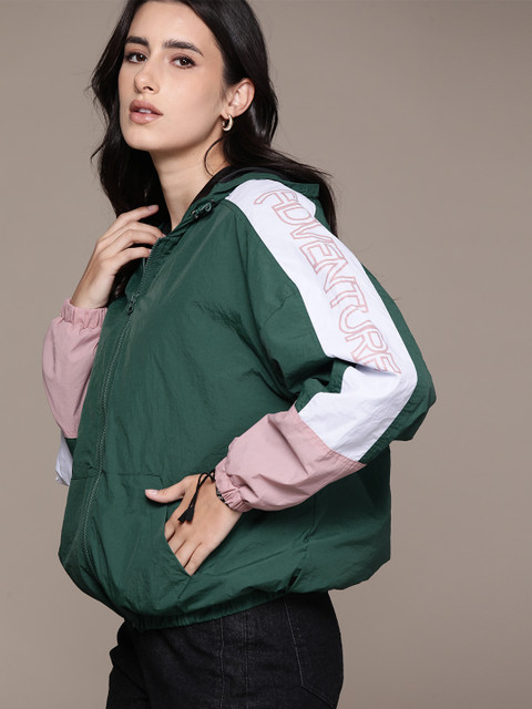 The Roadster Lifestyle Co. Printed & Colourblocked Detail Windcheater Tailored Jacket