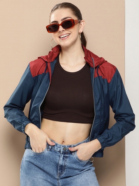 HERE&NOW Colourblocked Hooded Sporty Jacket