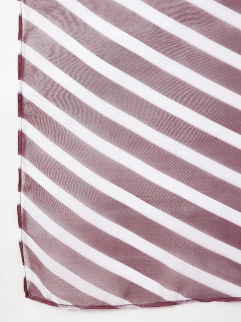 InWeave Purple & White Striped Organza Dupatta - Image 4