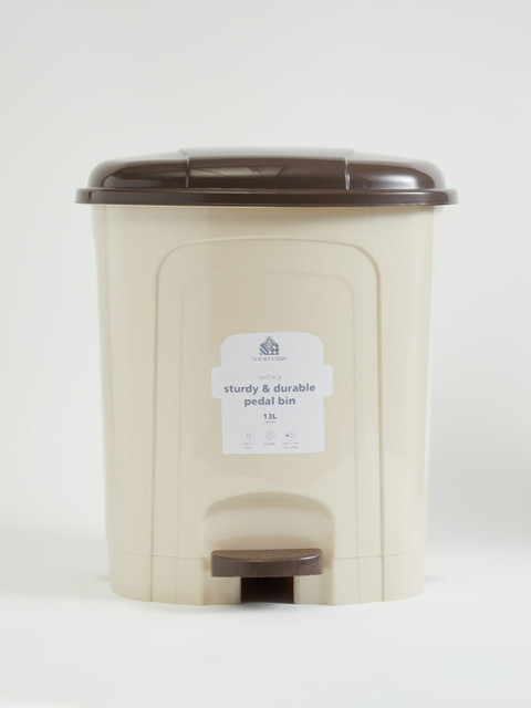 Home Centre Sedona Capiz Beige Polypropylene Pedal Waste Bin - 13L - Image 2