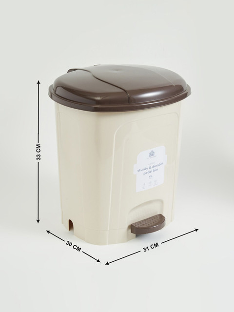 Home Centre Sedona Capiz Beige Polypropylene Pedal Waste Bin - 13L - Image 7