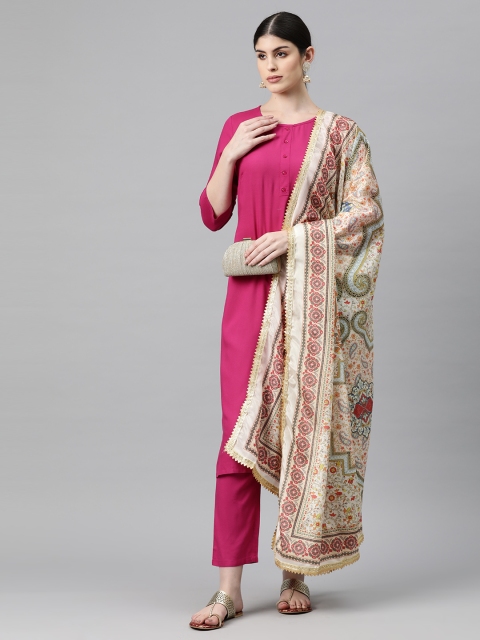 WEAVERS VILLA Ethnic Motifs Printed Dupatta with Thread Work