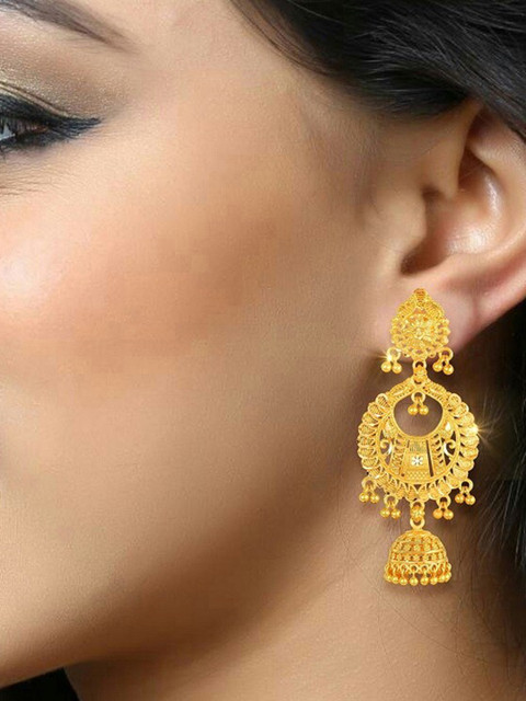 Vighnaharta Gold-Plated Floral Jhumkas Earrings - Image 3
