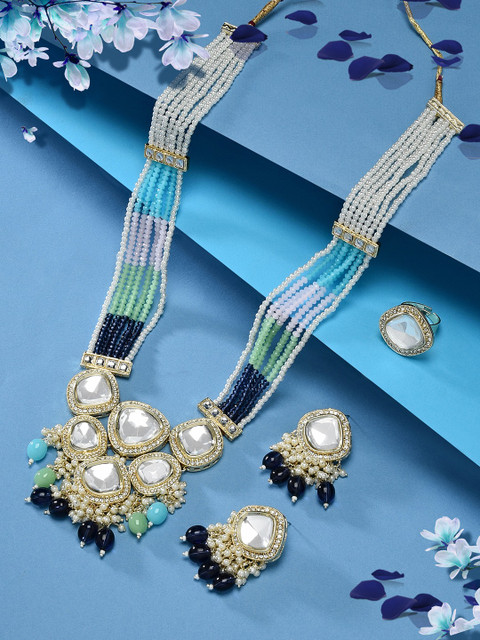 Zaveri Pearls Gold-Plated Kundan-Studded & Beaded Jewellery Set