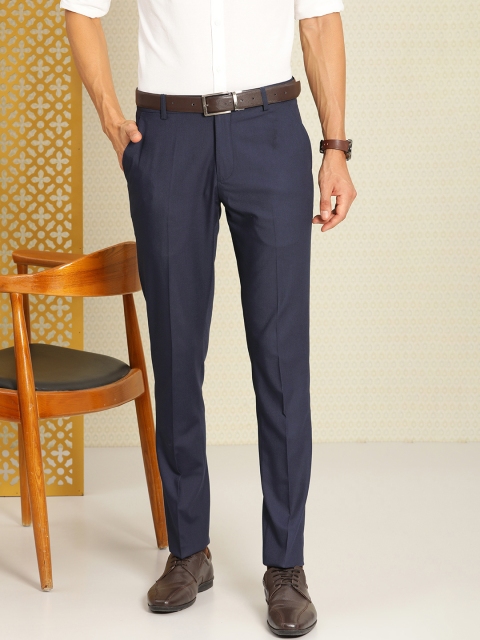 House of Pataudi Men Solid Regular Fit Rozana Formal Trousers