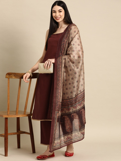 anayna Women Pure Cotton Kurta with Trousers & With Dupatta - Image 8