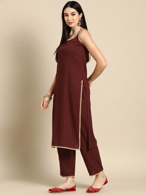 anayna Women Pure Cotton Kurta with Trousers & With Dupatta - Image 6