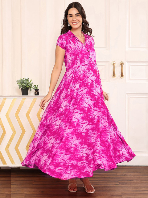 MomToBe Tie and Dye Print Maternity Fit & Flare Dress