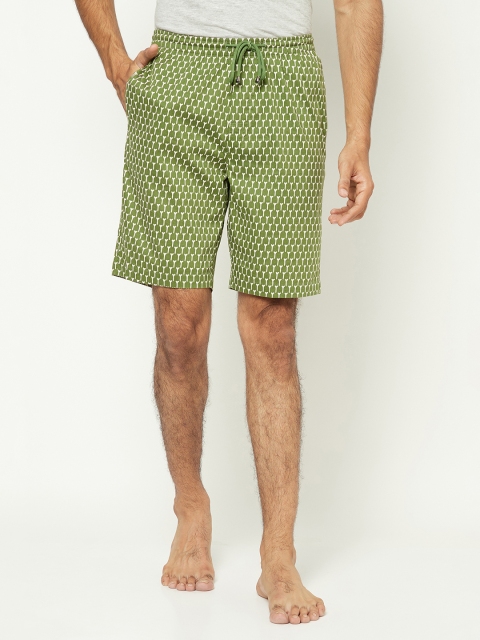 Crimsoune Club Men Geometric Printed Pure Cotton Lounge Shorts