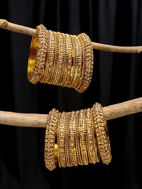 Anouk Set Of 12 Gold-Plated Stone Studded Bangles