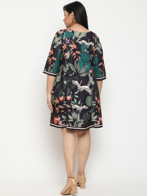 Amydus Plus Size Floral Printed A-Line Dress - Image 5