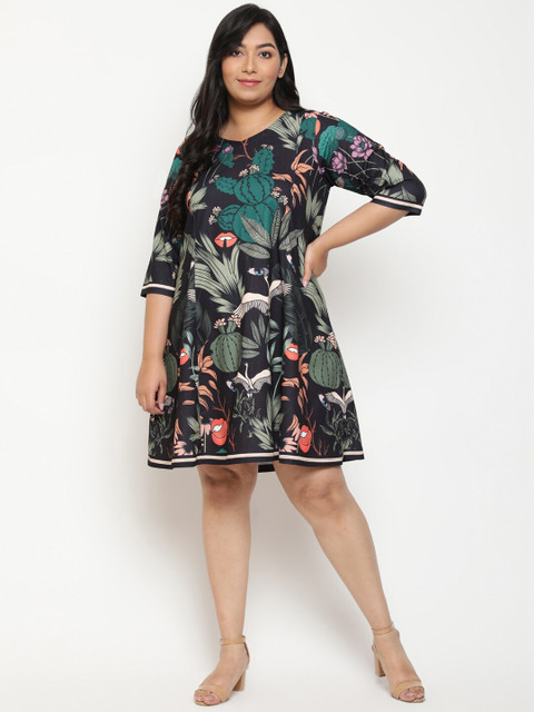 Amydus Plus Size Floral Printed A-Line Dress - Image 6