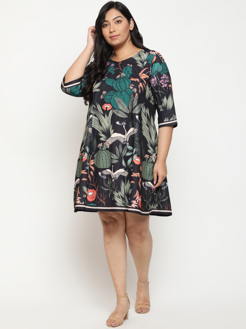 Amydus Plus Size Floral Printed A-Line Dress - Image 7