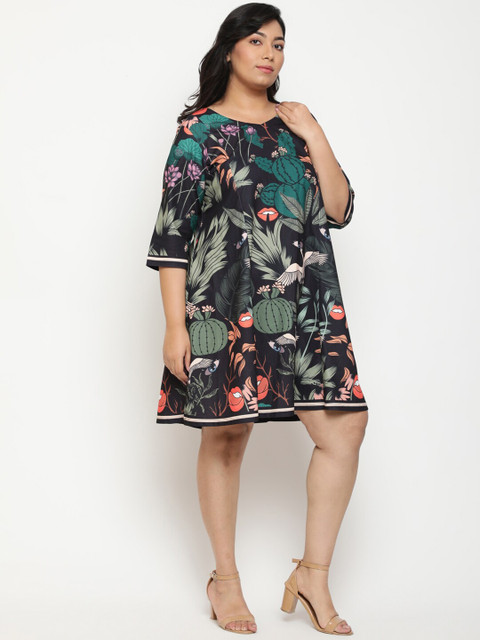 Amydus Plus Size Floral Printed A-Line Dress - Image 3