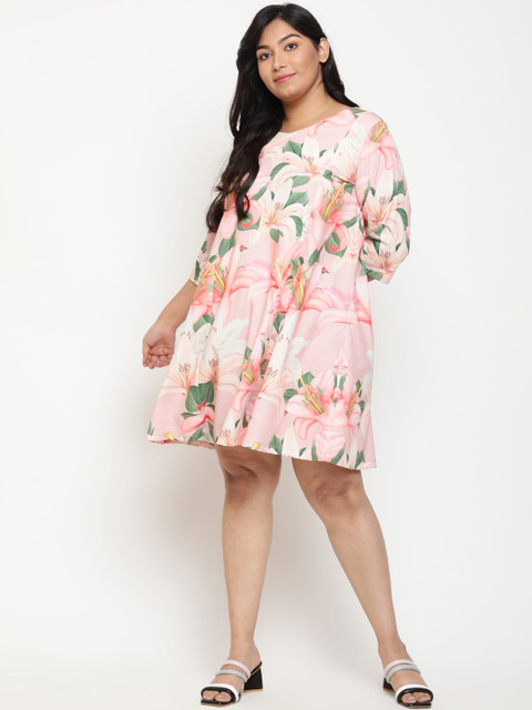 Amydus Plus Size Floral Print A-Line Dress - Image 4