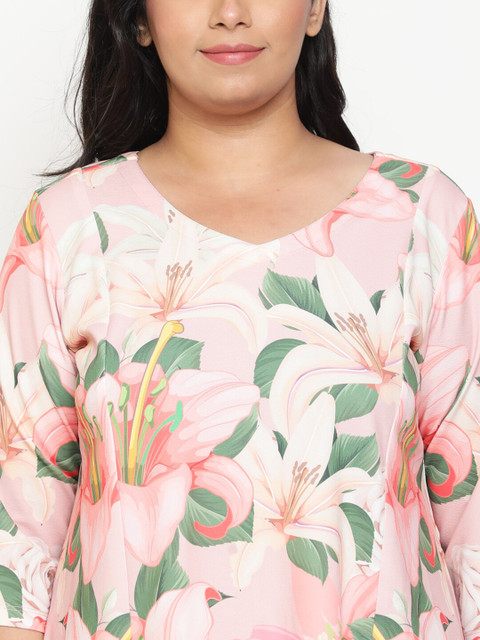 Amydus Plus Size Floral Print A-Line Dress - Image 2