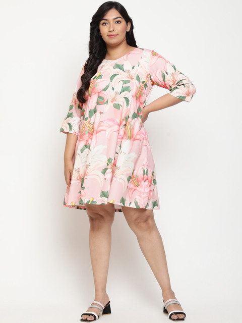 Amydus Plus Size Floral Print A-Line Dress - Image 7