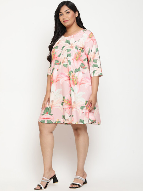 Amydus Plus Size Floral Print A-Line Dress - Image 6