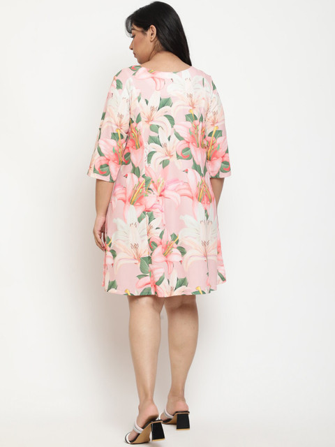 Amydus Plus Size Floral Print A-Line Dress - Image 5
