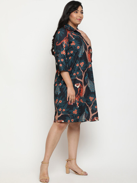 Amydus Plus Size Conversational Print Shirt Dress - Image 3