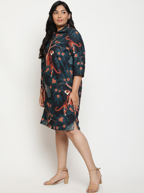 Amydus Plus Size Conversational Print Shirt Dress - Image 4