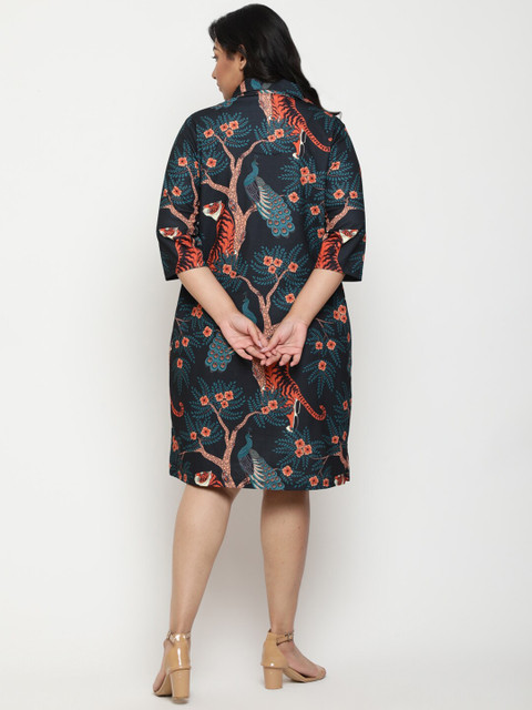 Amydus Plus Size Conversational Print Shirt Dress - Image 5