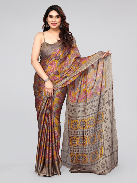 MIRCHI FASHION Mustard & Rust Floral Printed Saree